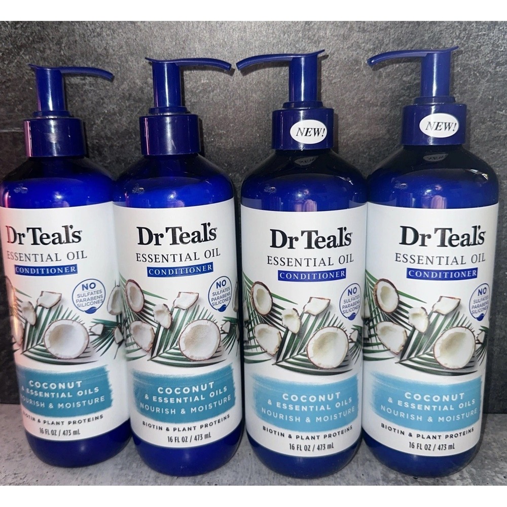 4 Lot Dr Teal's Coconut & Essential Oils Nourish Moisture Conditioner 16 oz
